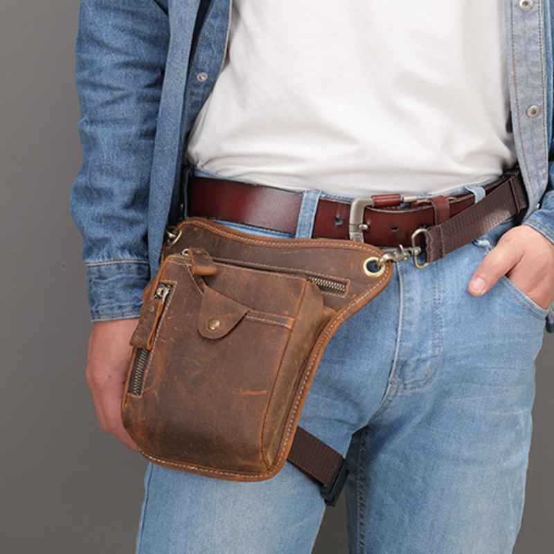 Cycling Commuter Bag - Vintage Pu Deri Bel Paketi bacak